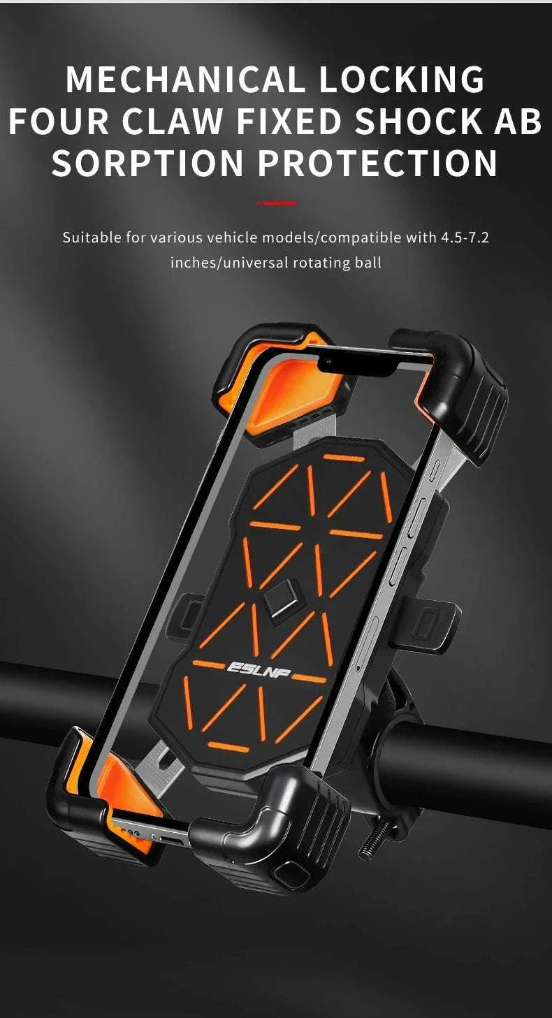 Universal Bike Phone Holder Mount for 4.5–7.2 Inch Devices-Orange Handlebar