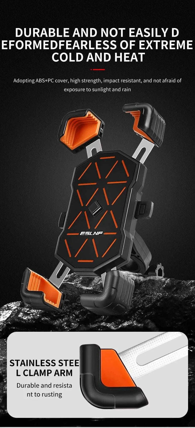 Universal Bike Phone Holder Mount for 4.5–7.2 Inch Devices-Orange Handlebar