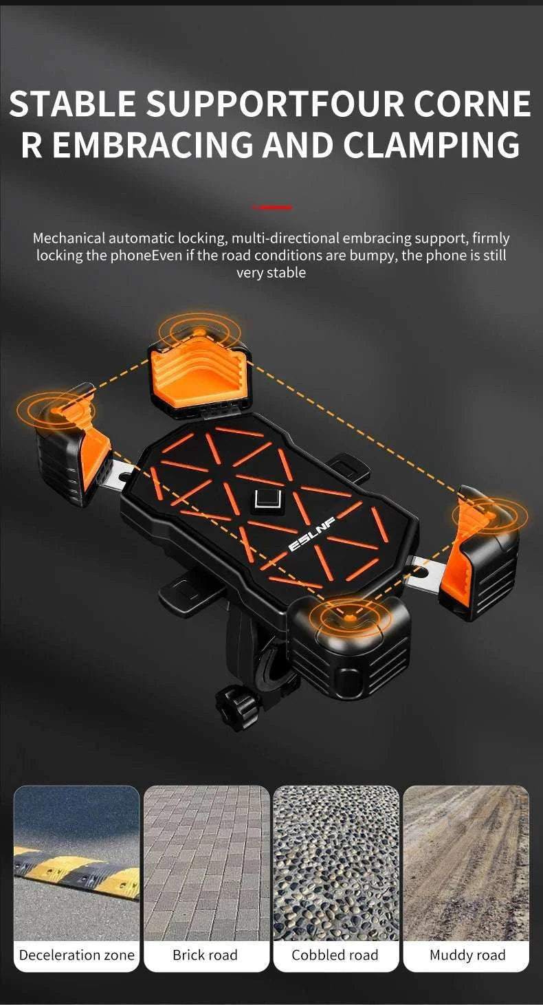 Universal Bike Phone Holder Mount for 4.5–7.2 Inch Devices-Orange Handlebar