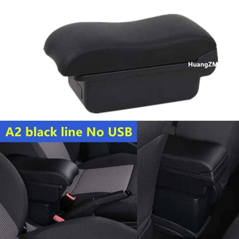 Universal Car Armrest Box Storage Accessory-B1 red line 3USB