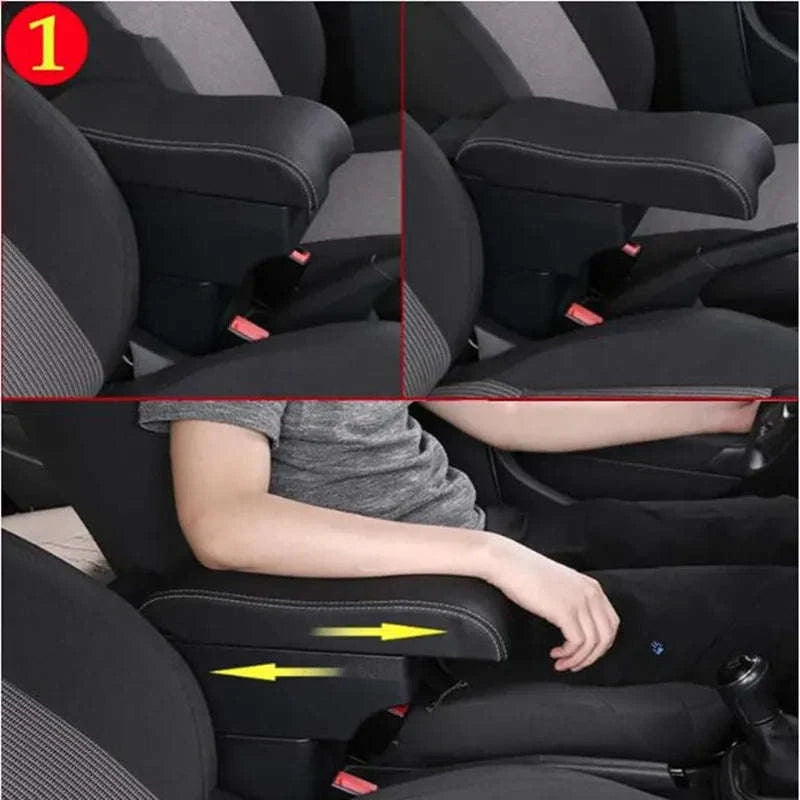 Universal Car Armrest Box Storage Accessory-B1 red line 3USB