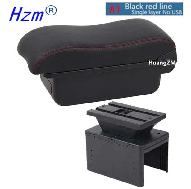 Universal Car Armrest Box Storage Accessory-B1 red line 3USB