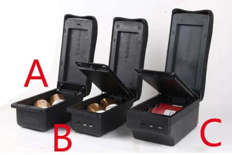 Universal Car Armrest Box Storage Accessory-B1 red line 3USB