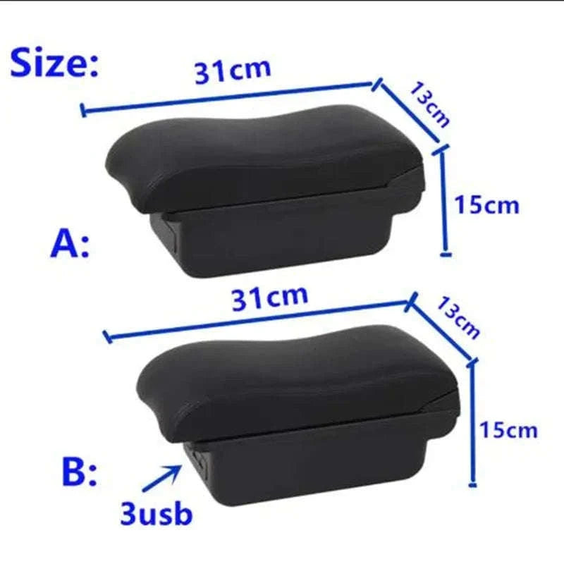 Universal Car Armrest Box Storage Accessory-B1 red line 3USB