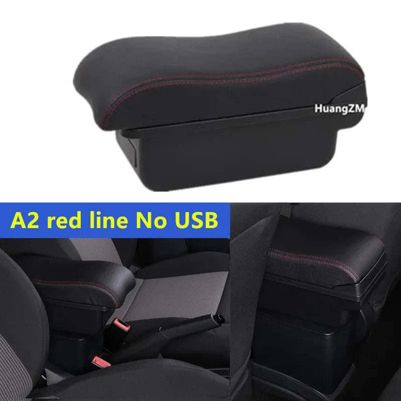 Universal Car Armrest Box Storage Accessory-B1 red line 3USB