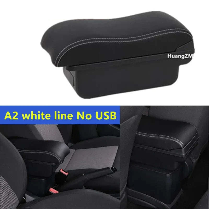 Universal Car Armrest Box Storage Accessory-B1 red line 3USB