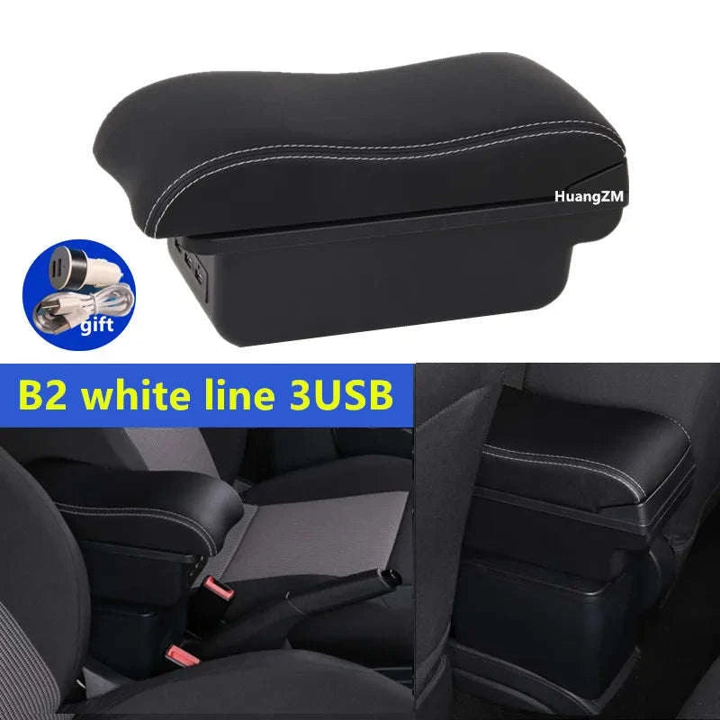 Universal Car Armrest Box with Storage-A2 black line No USB