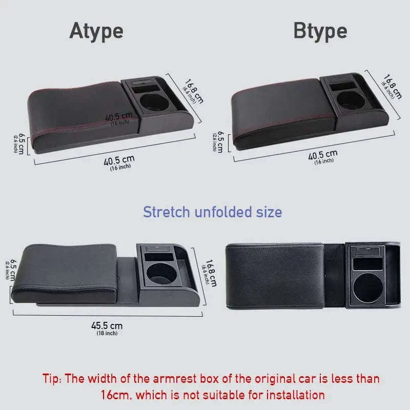 Universal Car Armrest with Cup Holder and USB Storage Box-B type Red