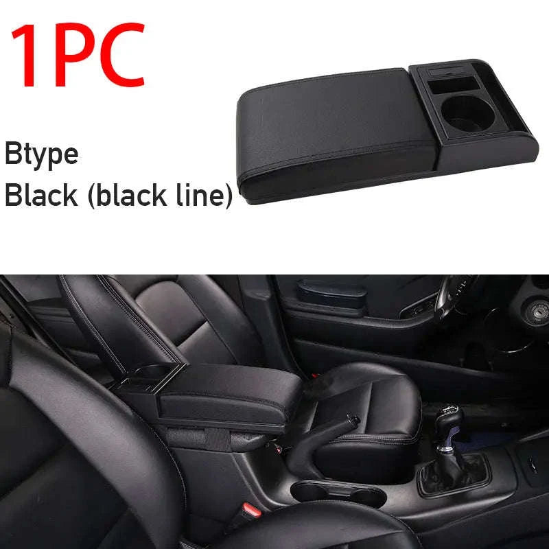 Universal Car Armrest with Cup Holder and USB Storage Box-B type Red