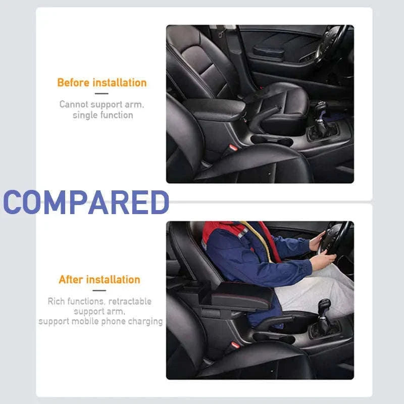Universal Car Armrest with Cup Holder and USB Storage Box-B type Red
