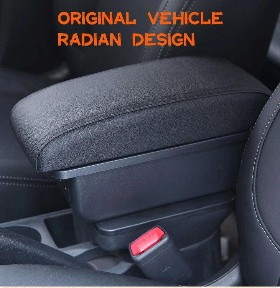 Universal Car Armrest with Storage and Optional USB Ports-C1 Black red No USB