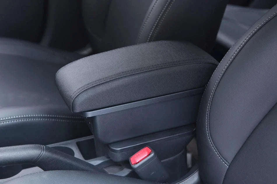 Universal Car Armrest with Storage and USB Charging Ports-C1 Black red No USB