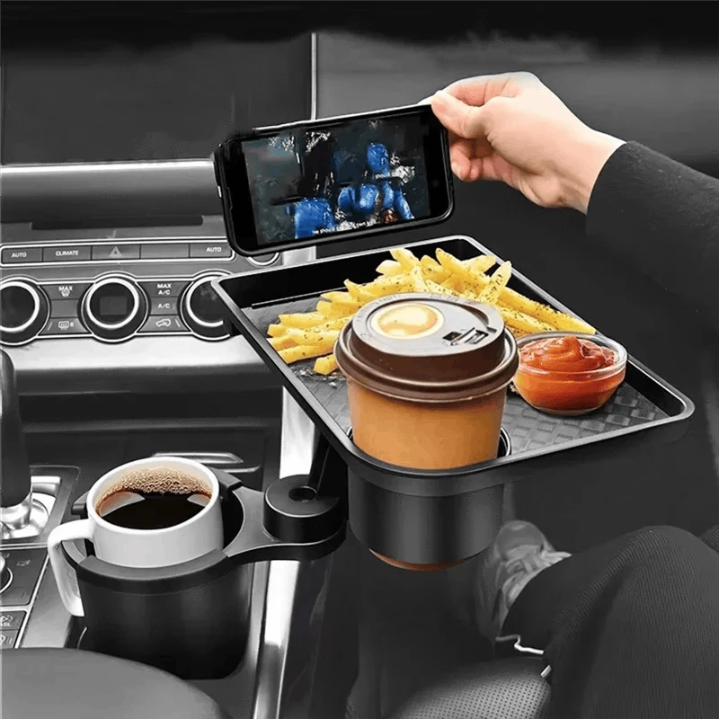 Universal Car Cup Holder Tray 360° Rotating Adjustable Dual Cup Organizer-United States / As Shown