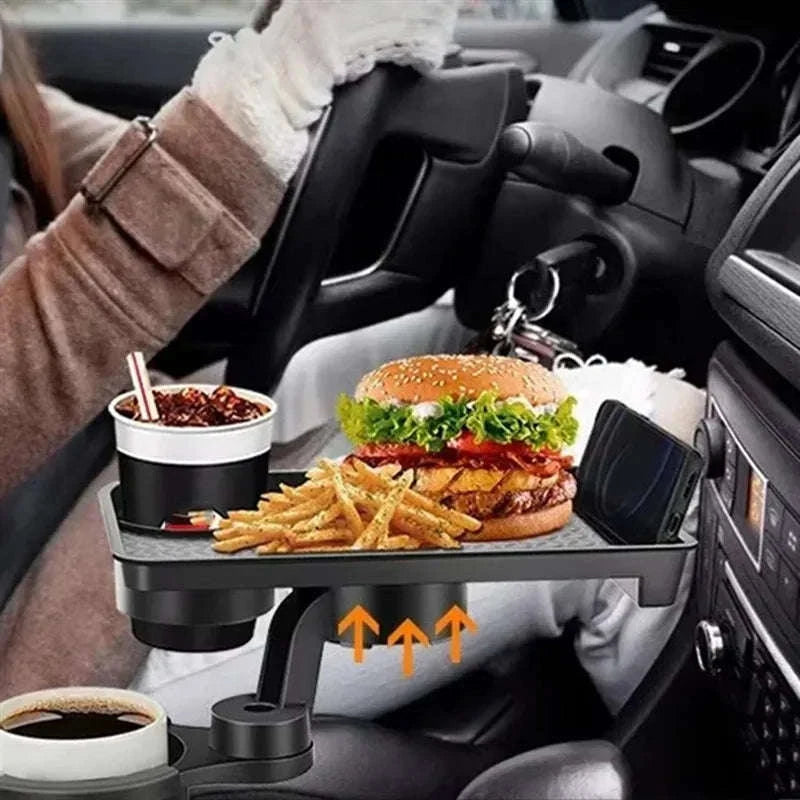 Universal Car Cup Holder Tray 360° Rotating Adjustable Dual Cup Organizer-United States / As Shown