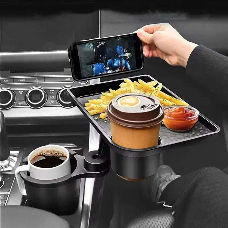 Universal Car Cup Holder Tray 360° Rotating Adjustable Dual Cup Organizer-United States / As Shown