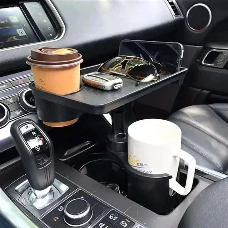 Universal Car Cup Holder Tray 360° Rotating Adjustable Dual Cup Organizer-United States / As Shown