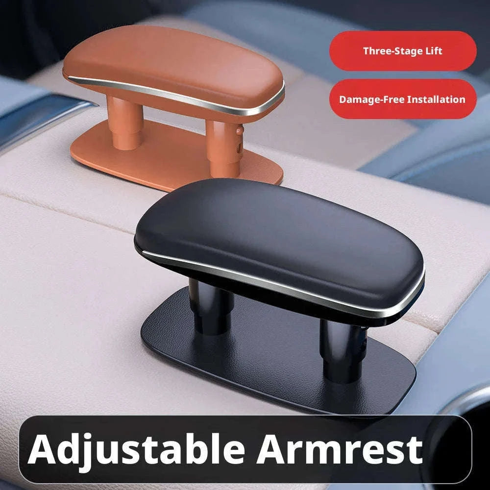 Universal Car Door Armrest Pad Adjustable Height PU Leather-Black 1PC