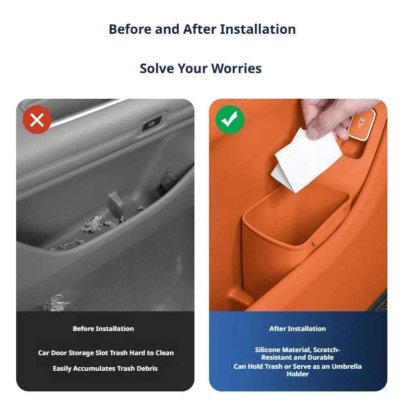 Universal Car Door Storage Box Waterproof Silicone Organizer-Brown 1Pc Right