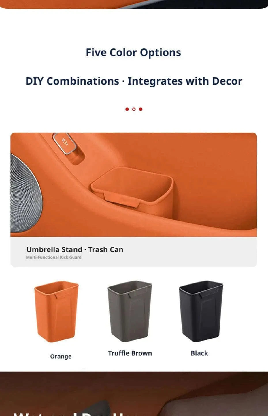 Universal Car Door Storage Box Waterproof Silicone Organizer-Brown 1Pc Right
