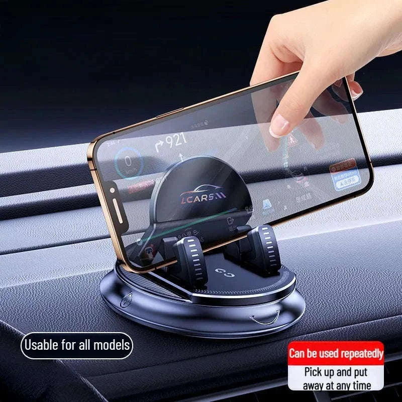 Universal Car Phone Mount Rotatable Dashboard Suction Cup Stand-black