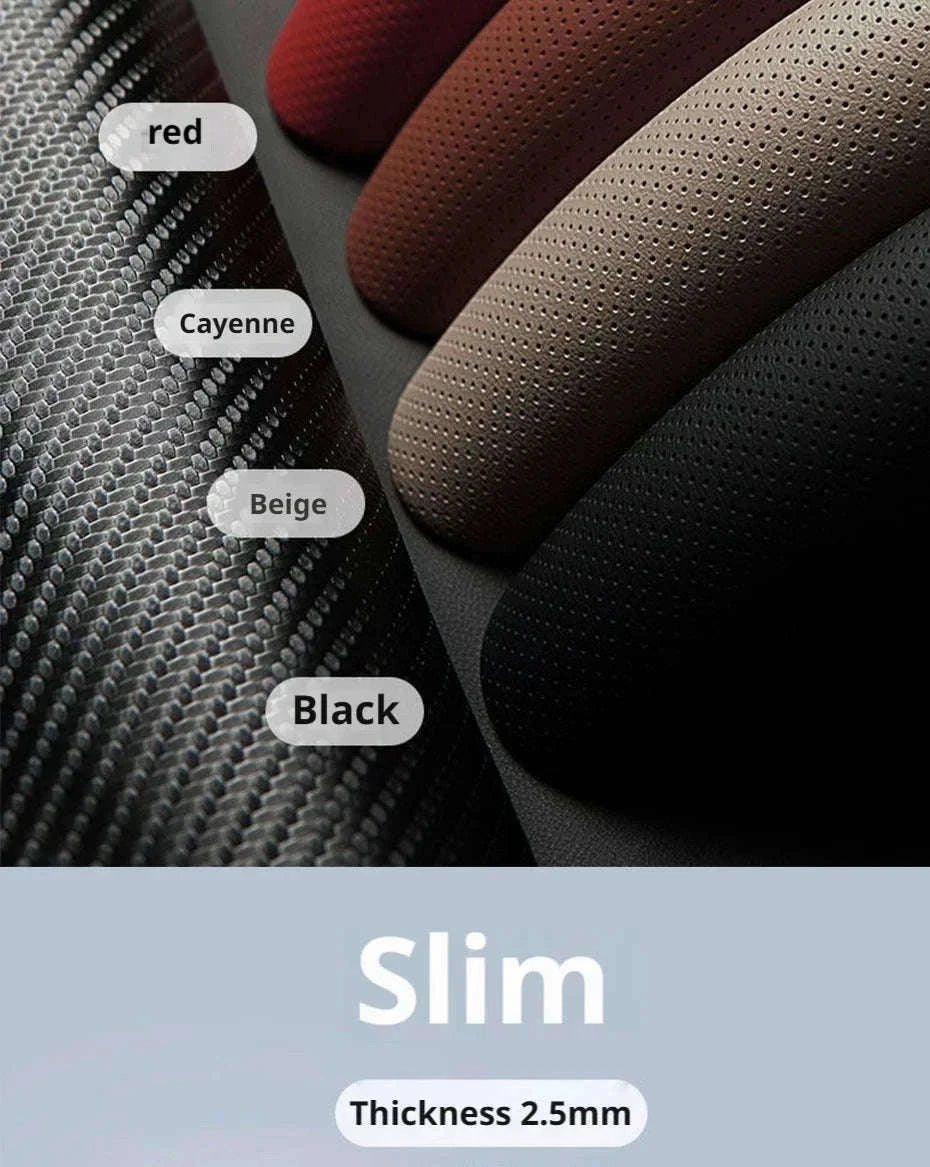 Universal Car Steering Wheel Cover 3-Piece Premium Leather Ultra-Slim Non-Slip-3Pcs Black-Red Tag