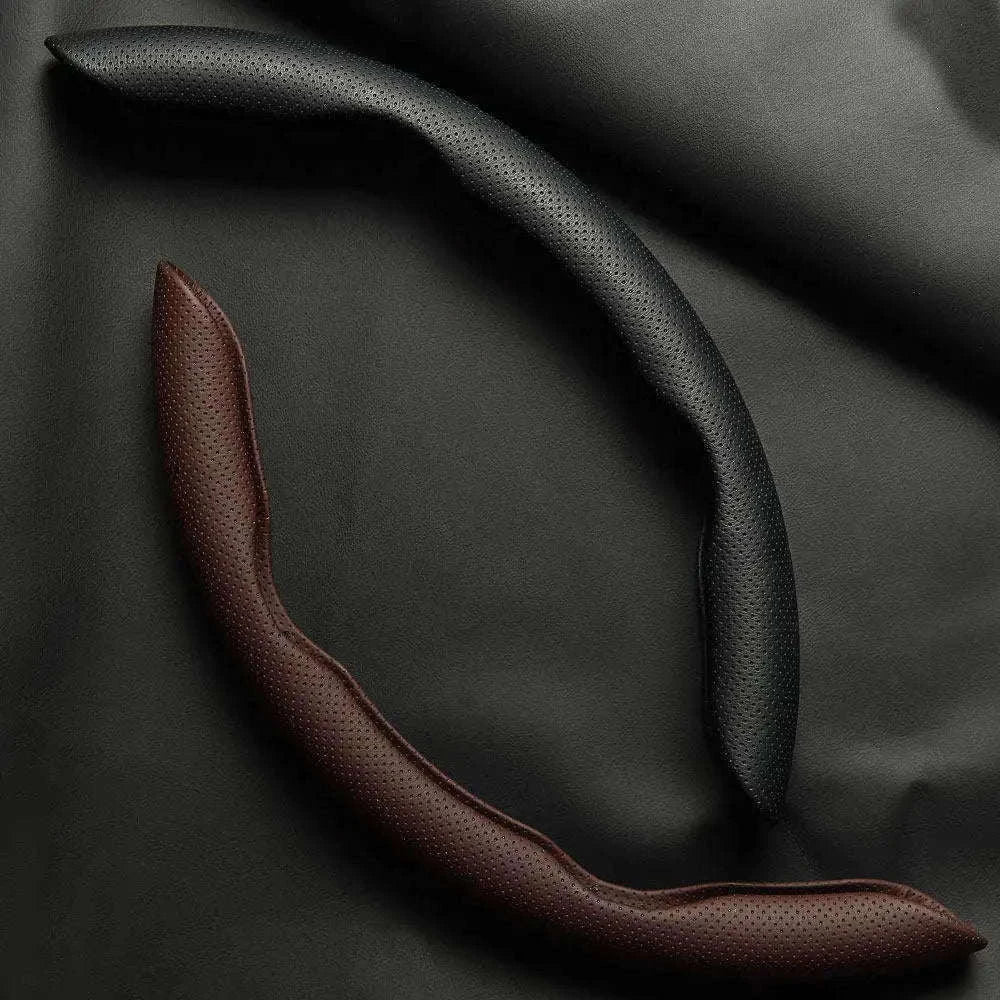Universal Car Steering Wheel Cover 3-Piece Premium Leather Ultra-Slim Non-Slip-3Pcs Black-Red Tag