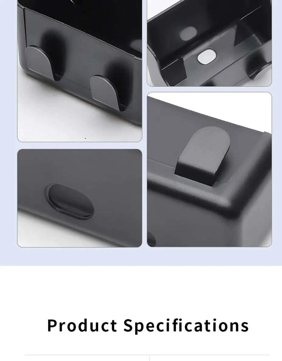 Universal Car Storage Box with Dual Hooks and Charging Port-Black