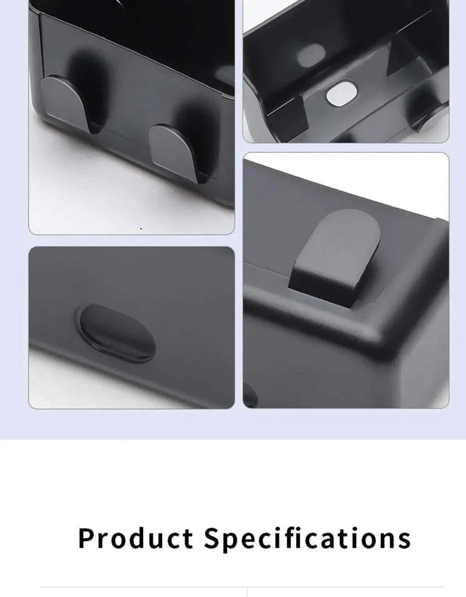 Universal Car Storage Box with Dual Hooks and Charging Port-Black