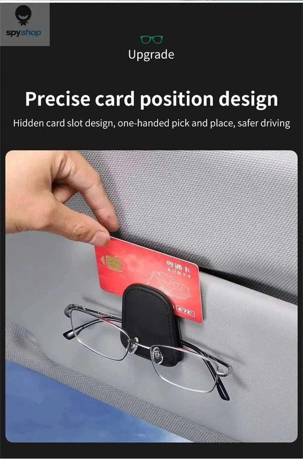 Universal Car Sun Visor Glasses Holder for Easy Access-Carbon black B