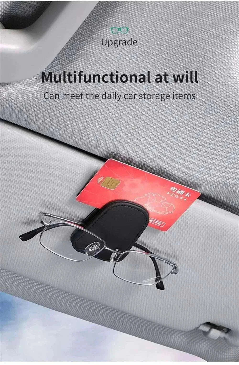 Universal Car Sun Visor Glasses Holder for Easy Access-Carbon black B
