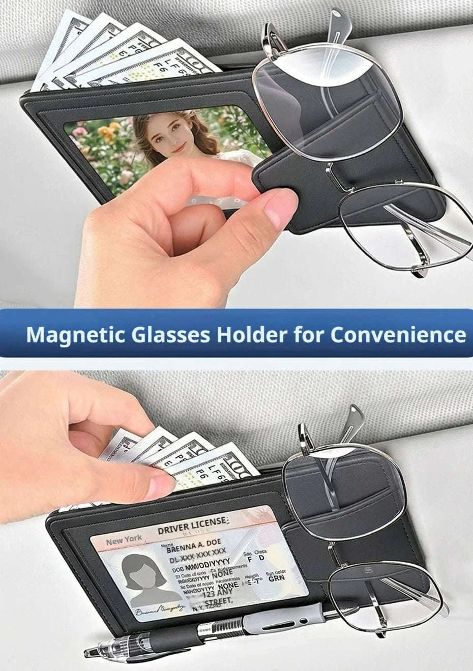 Universal Car Sun Visor Organizer Clip-Beige