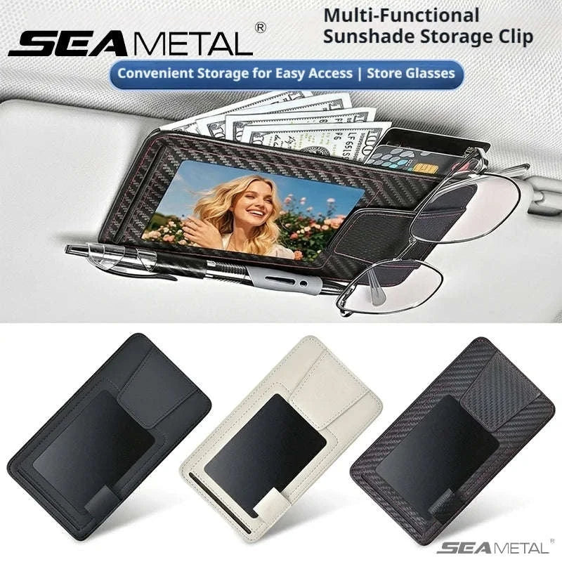 Universal Car Sun Visor Organizer Clip-Beige