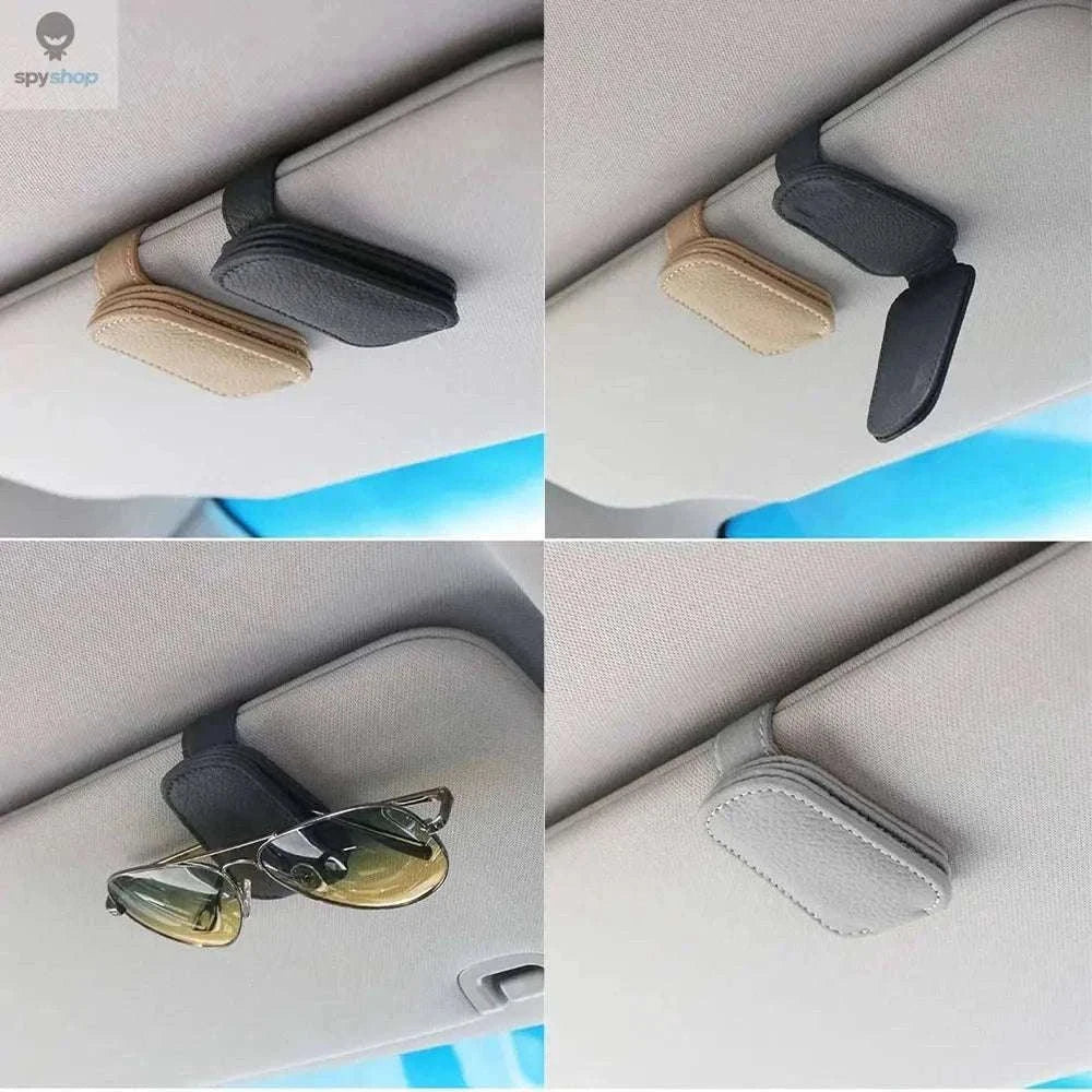 Universal Car Sunglasses Clip Organizer for Visor Storage-Beige