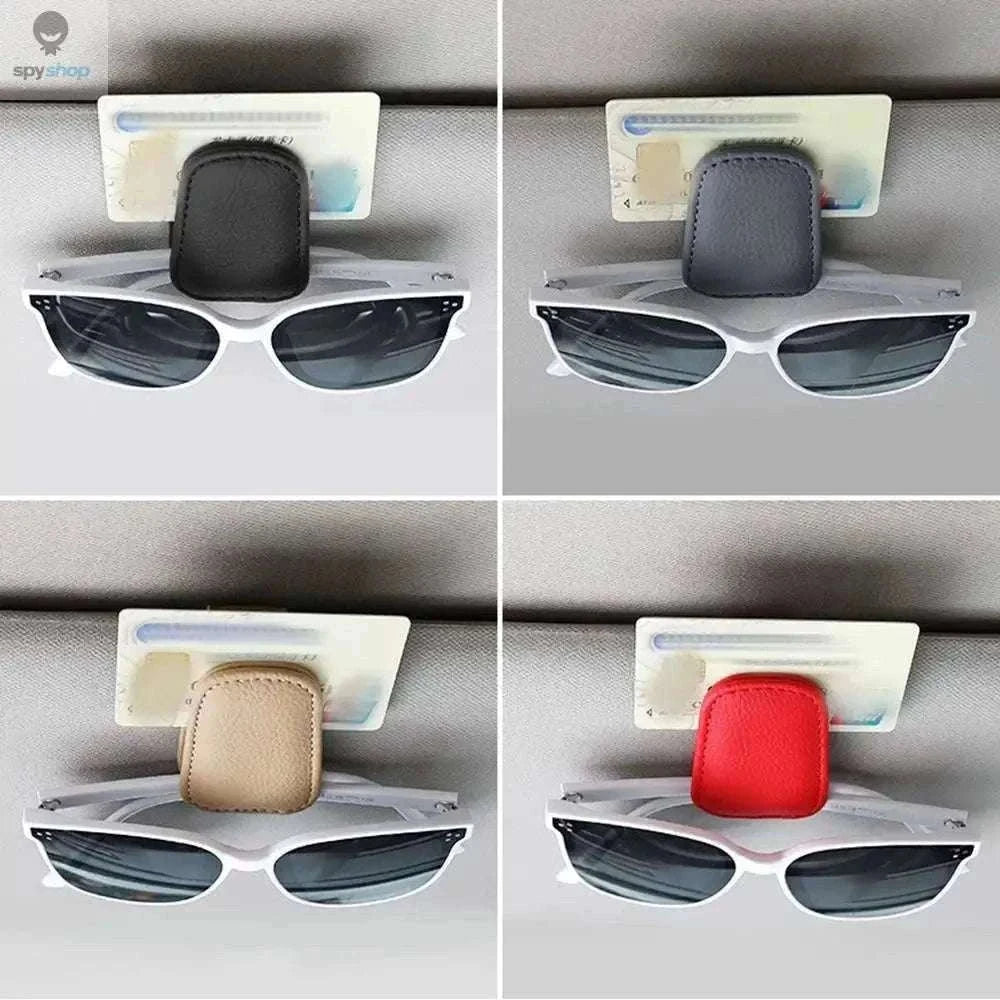 Universal Car Sunglasses Clip Organizer for Visor Storage-Beige
