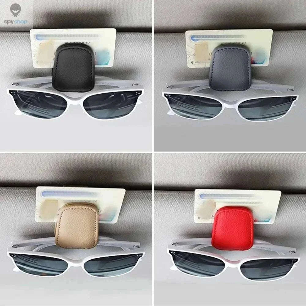 Universal Car Sunglasses Clip Organizer for Visor Storage-Beige