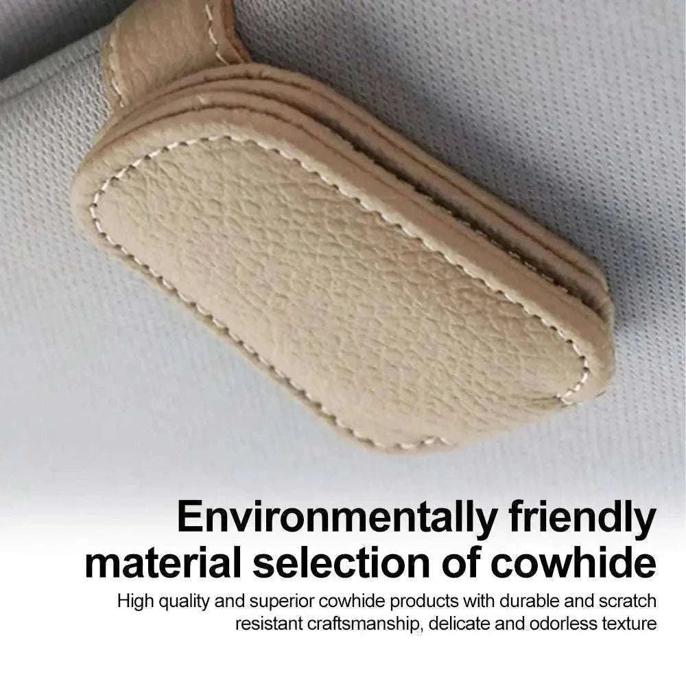 Universal Car Sunglasses Clip Organizer for Visor Storage-Beige