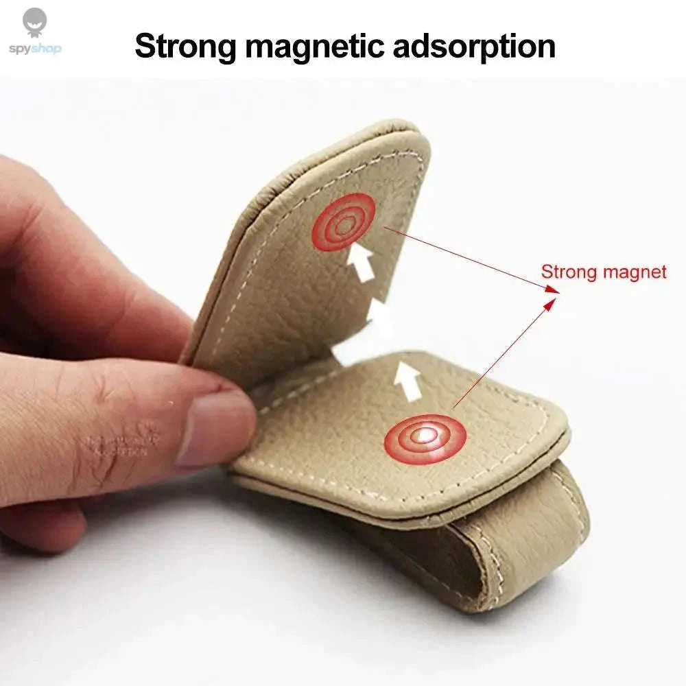 Universal Car Sunglasses Clip & Organizer – Slim Visor Storage for Glasses, Cards and Pens-Beige