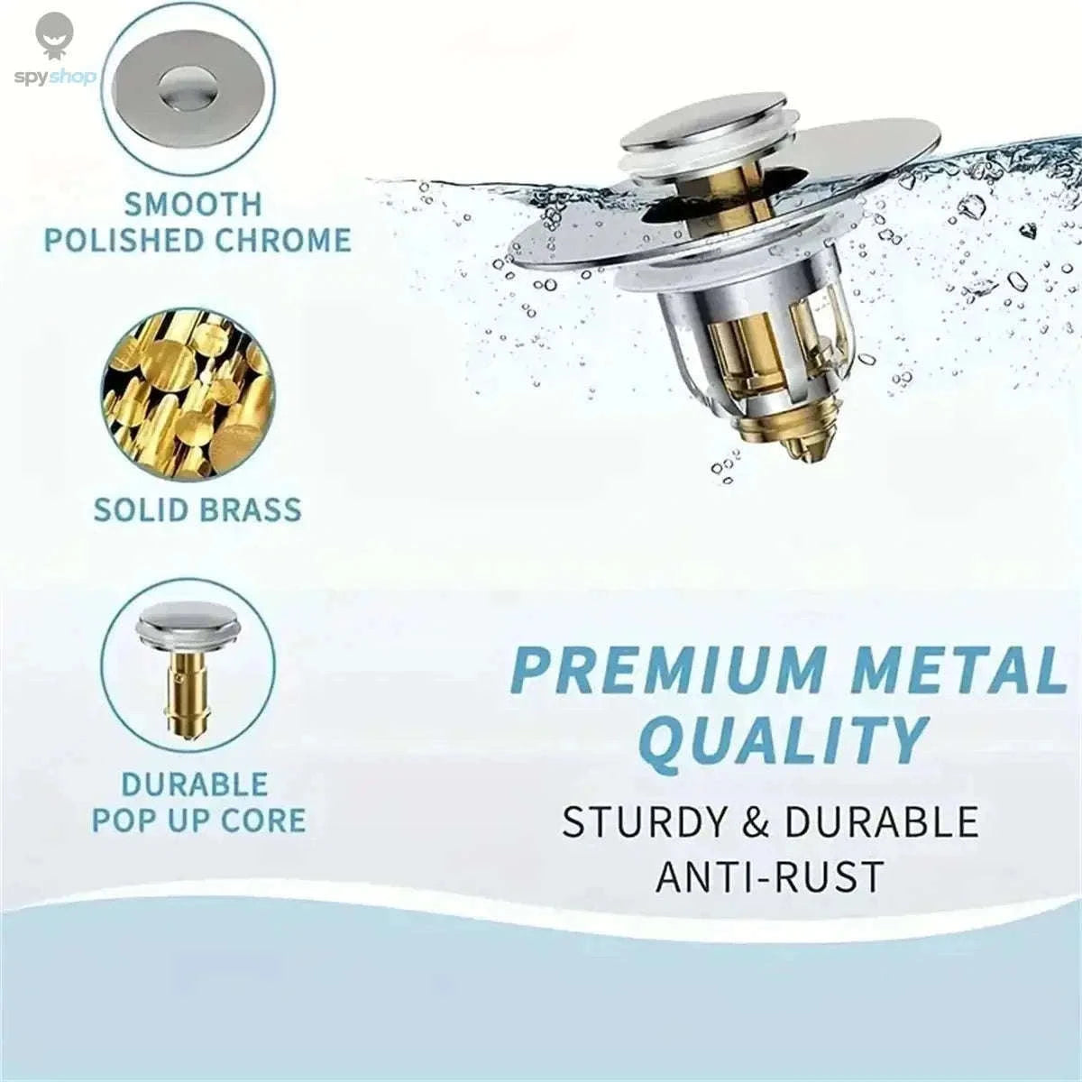 Universal Chrome Sink Hair Catcher Pop-Up Stopper for Cleaner Drains-GLS / 1pc
