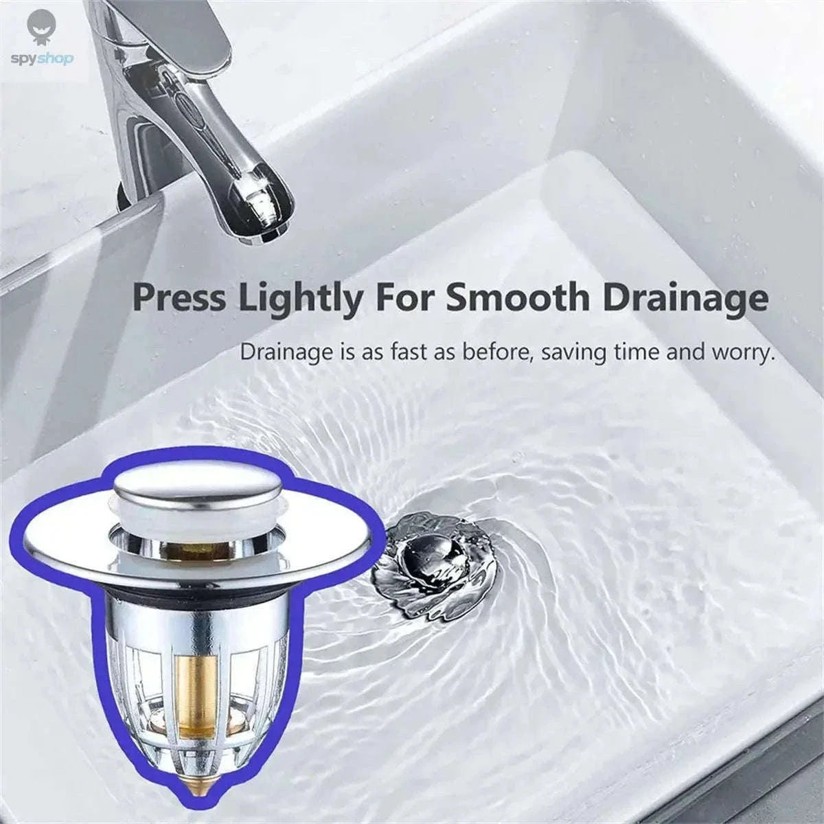 Universal Chrome Sink Hair Catcher Pop-Up Stopper for Cleaner Drains-GLS / 1pc