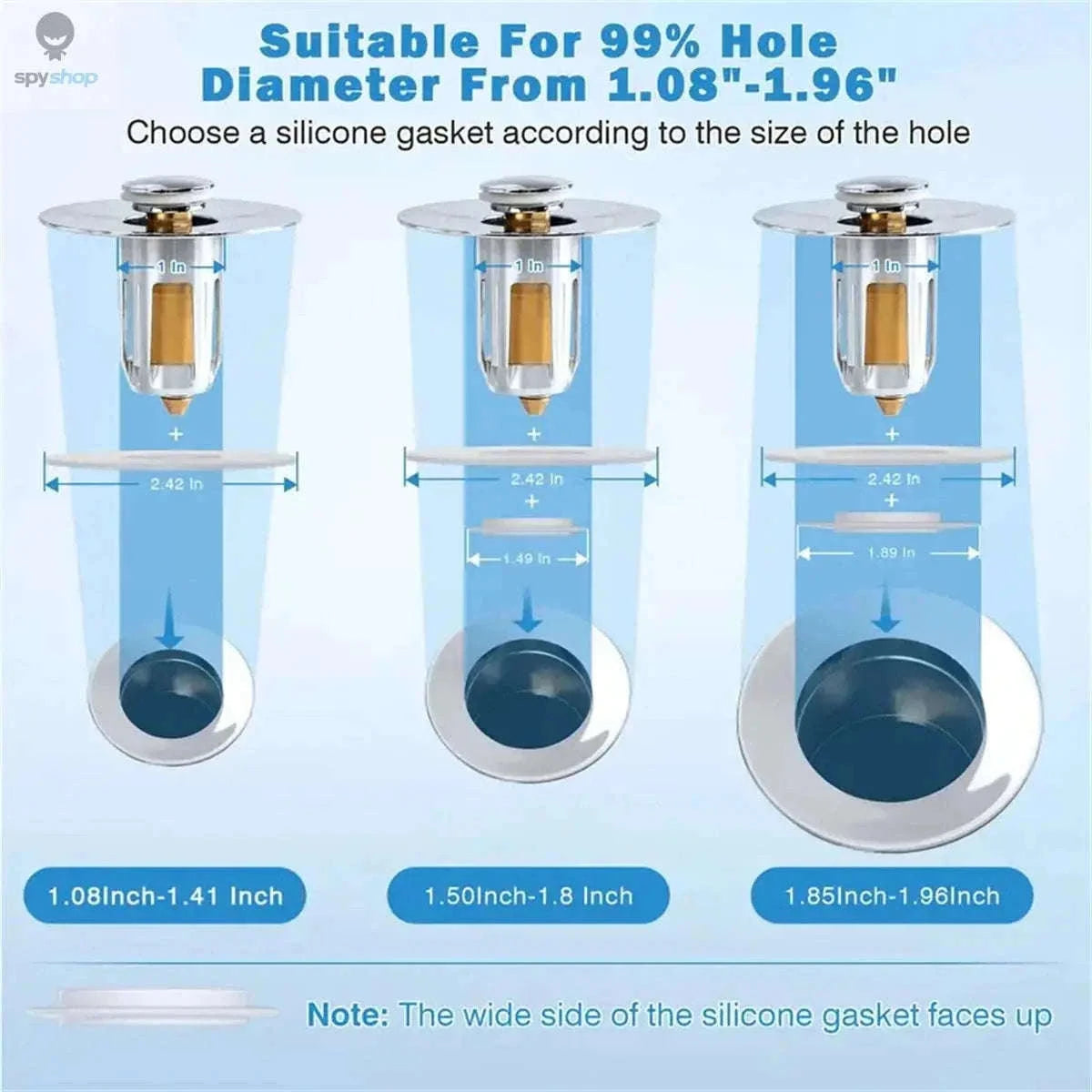 Universal Chrome Sink Hair Catcher Pop-Up Stopper for Cleaner Drains-GLS / 1pc