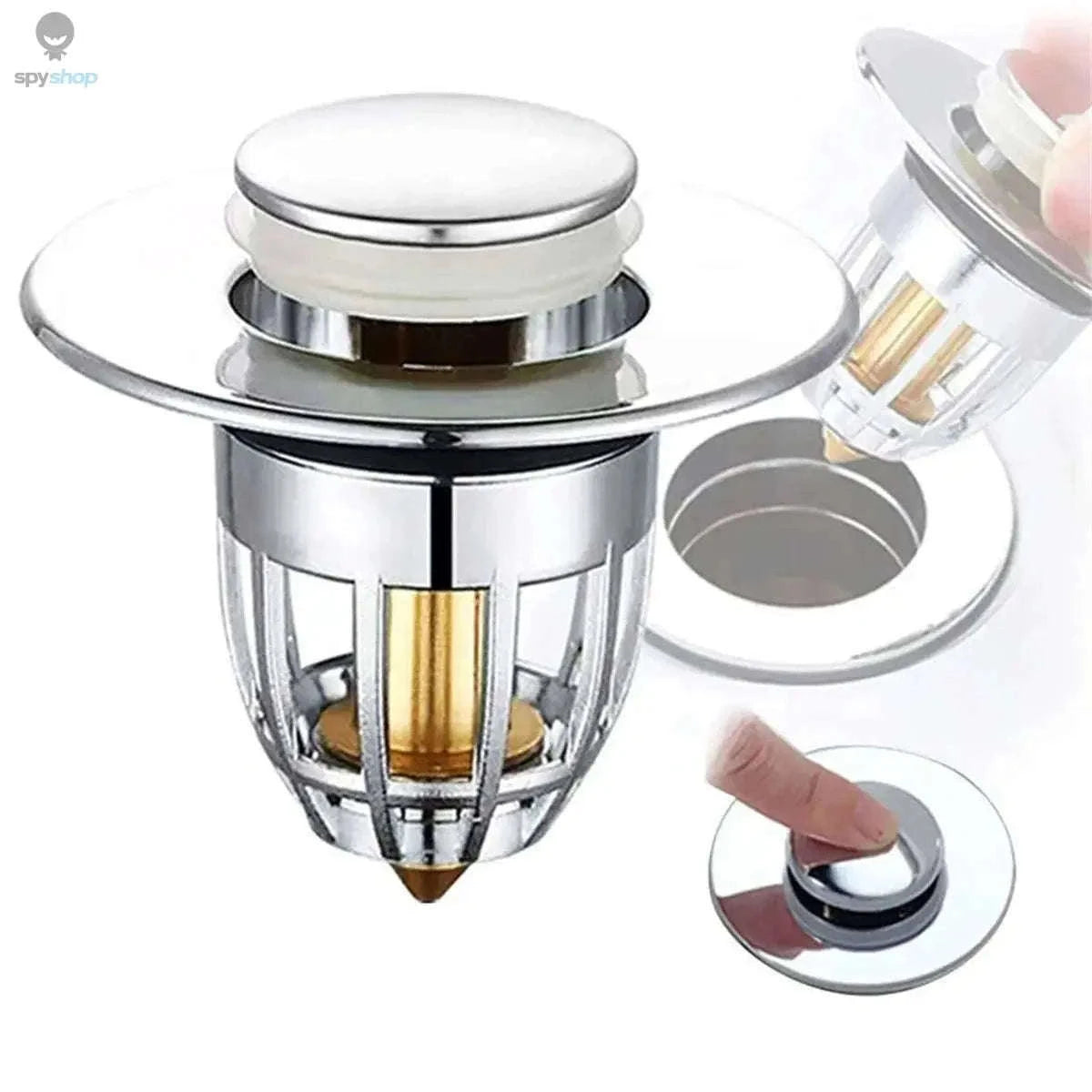 Universal Chrome Sink Hair Catcher Pop-Up Stopper for Cleaner Drains-GLS / 1pc