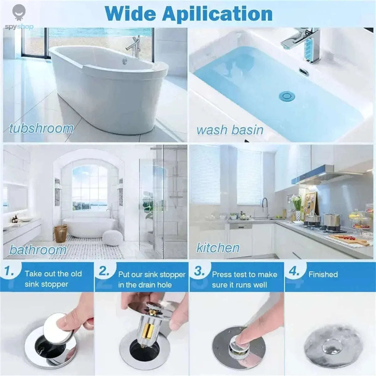 Universal Chrome Sink Hair Catcher Pop-Up Stopper for Cleaner Drains-GLS / 1pc