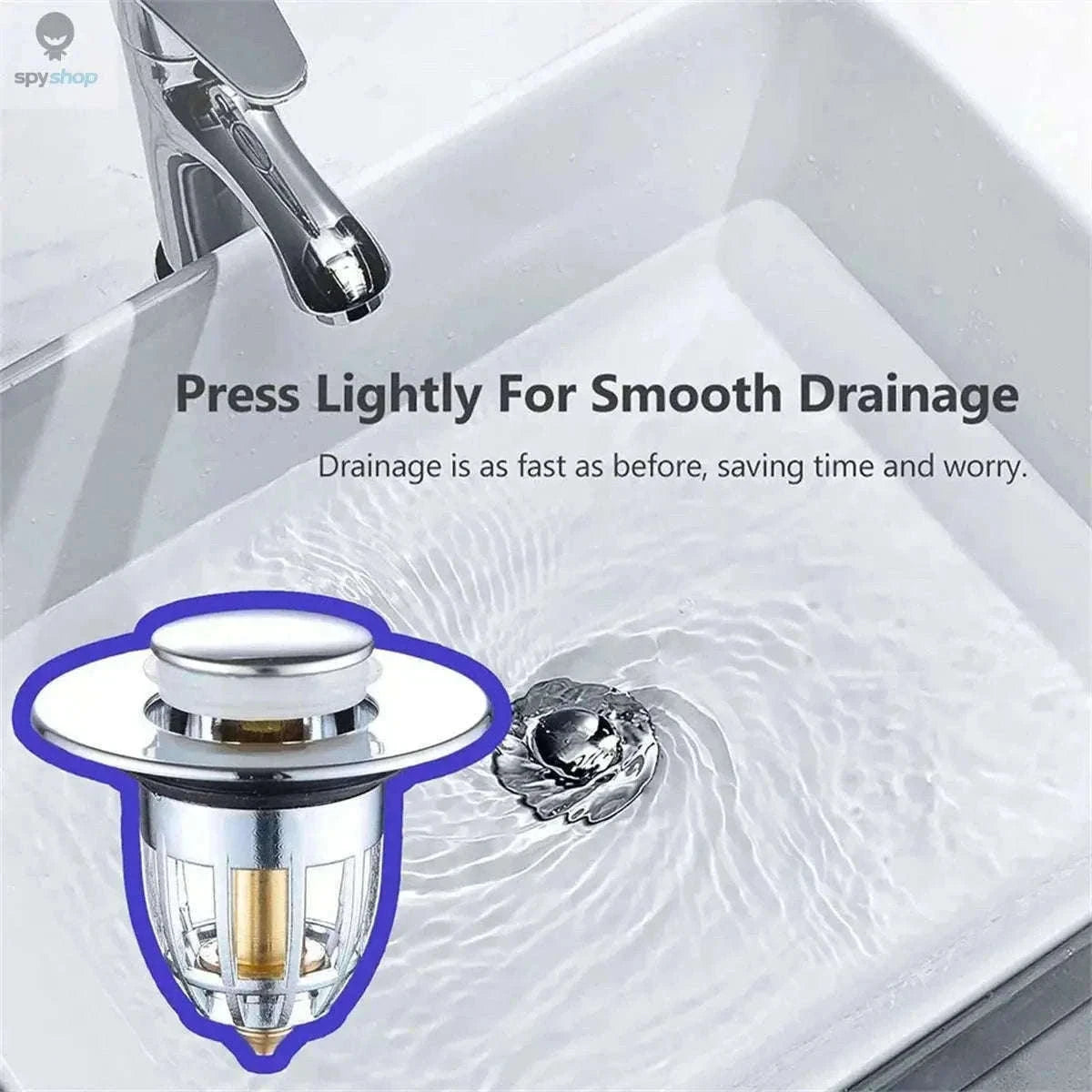 Universal Chrome Sink Hair Catcher Pop-Up Stopper for Cleaner Drains-GLS / 1pc