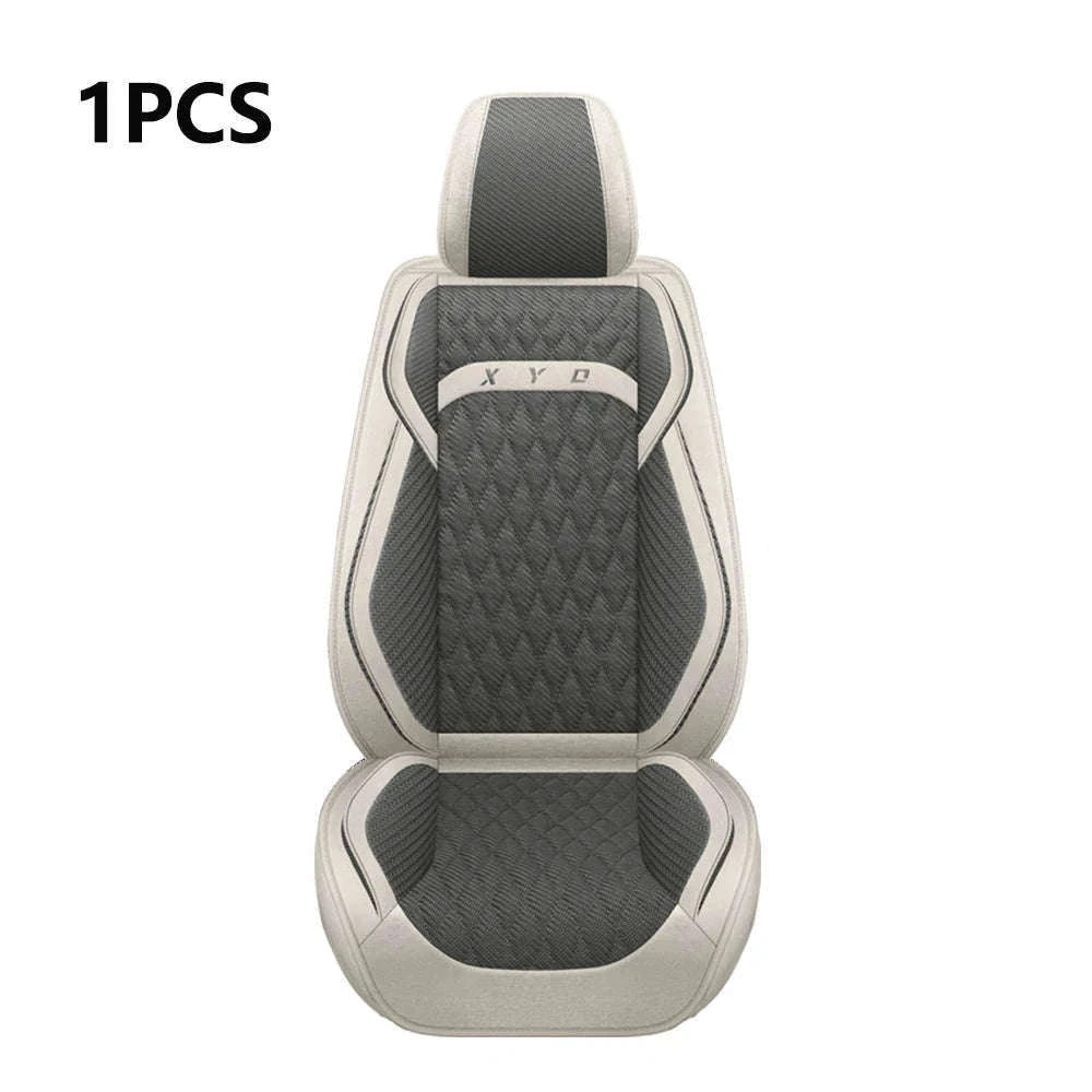 Universal Flax Car Seat Covers for All-Season Comfort-Beige Wine Red