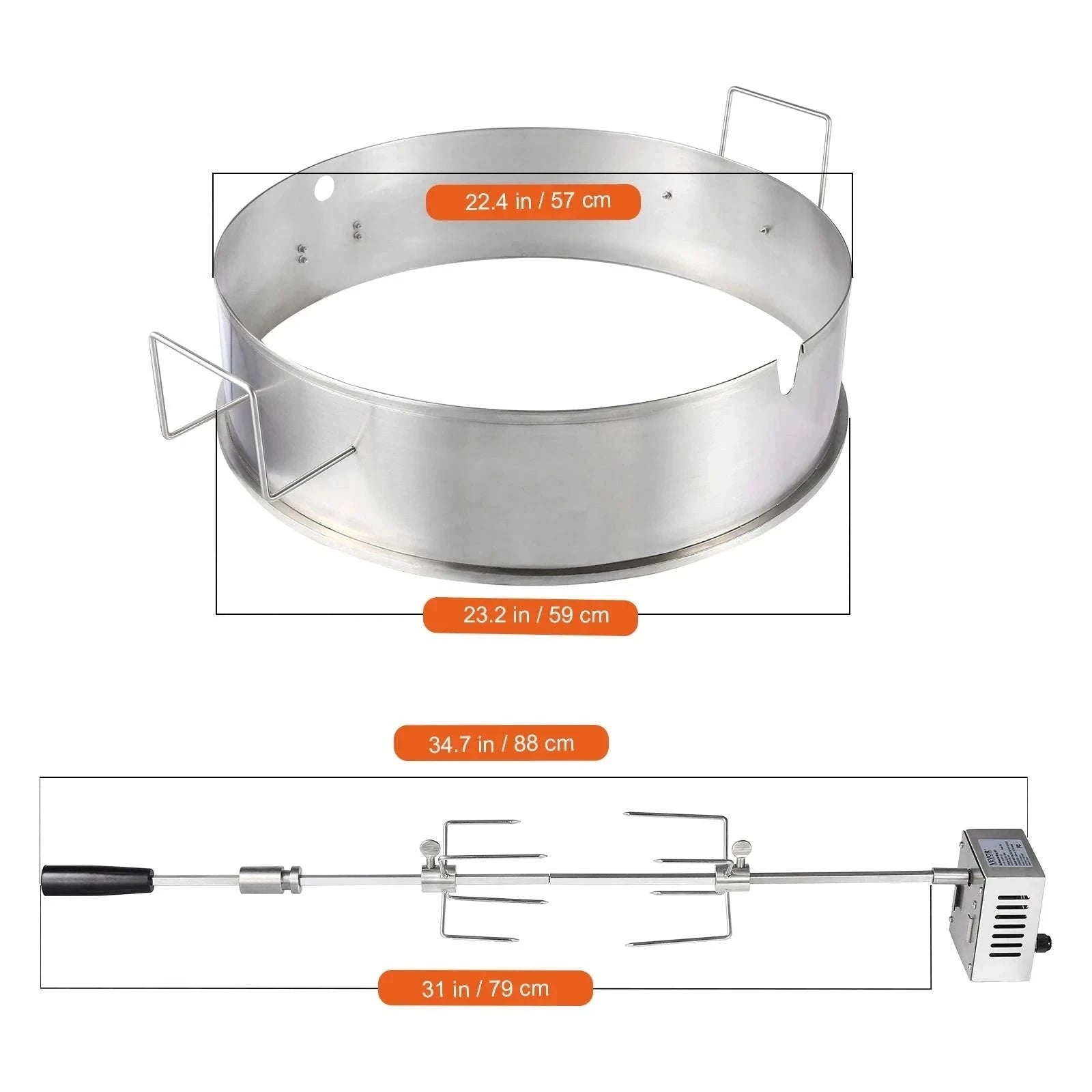 Universal Grill Rotisserie Kit 39-56 Inch Stainless Steel BBQ Kit-22 in / Poland