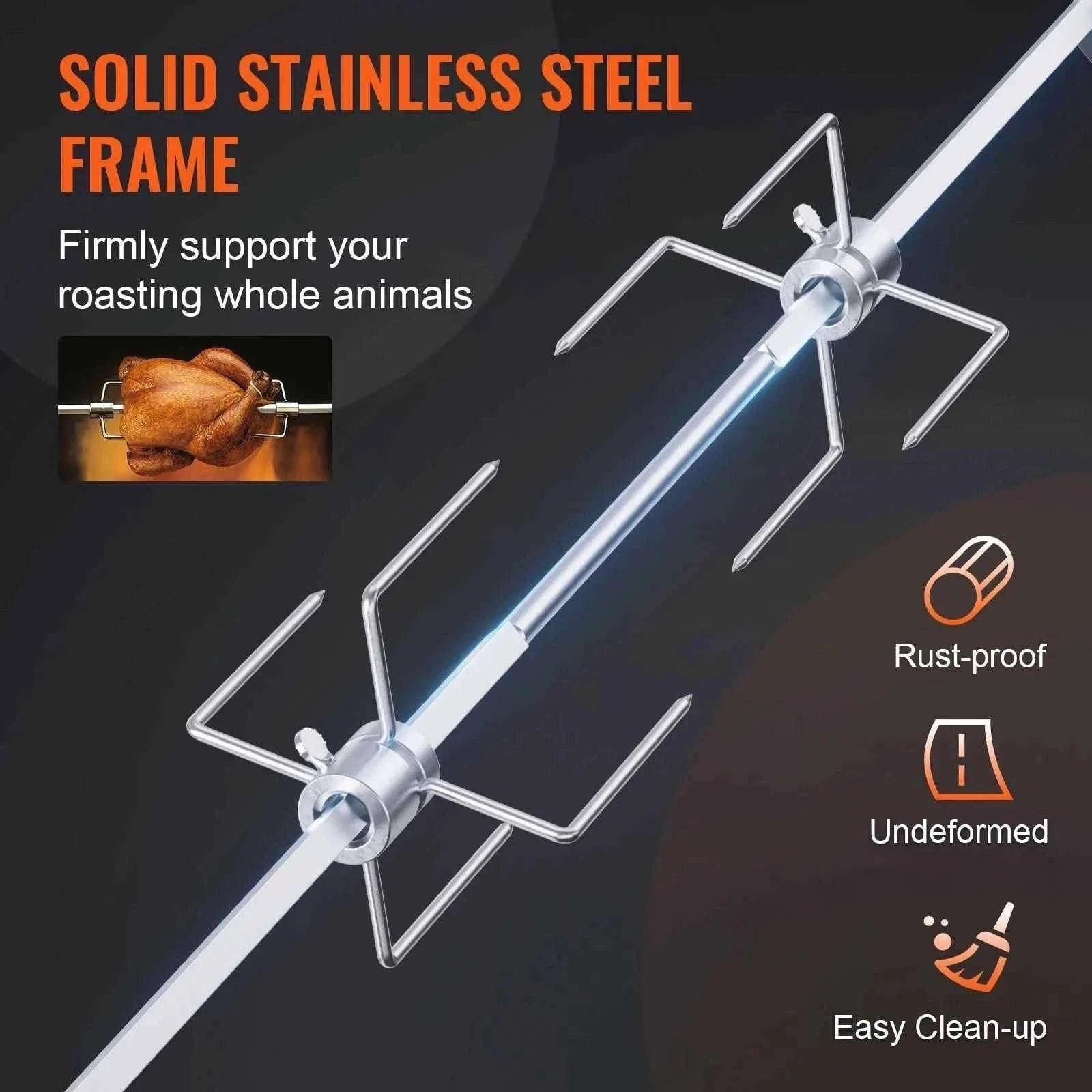 Universal Grill Rotisserie Kit 39-56 Inch Stainless Steel BBQ Kit-22 in / Poland