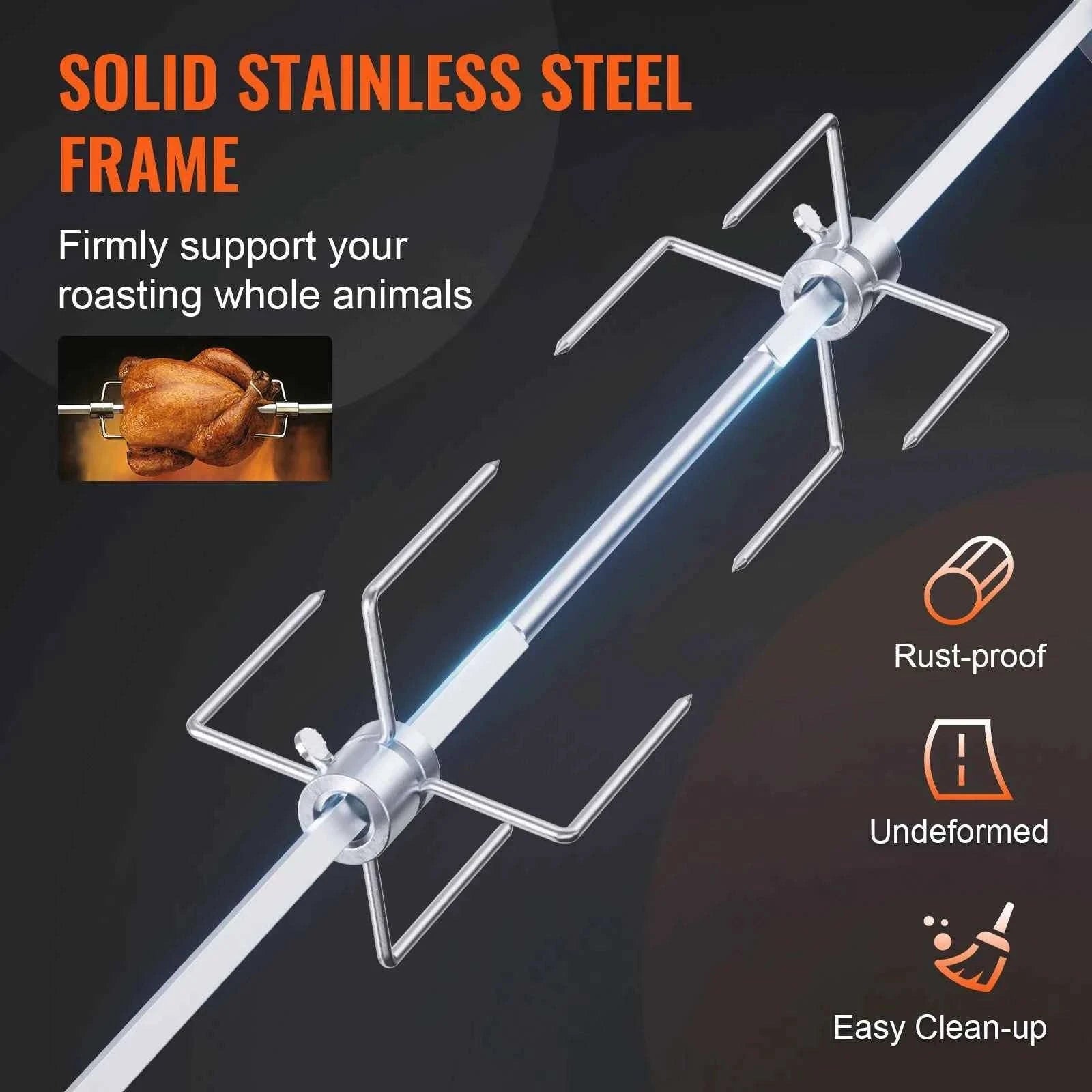 Universal Grill Rotisserie Kit 39-56 Inch Stainless Steel BBQ Kit-22 in / Poland