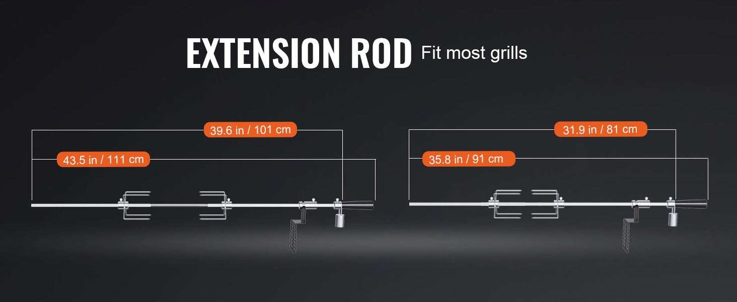 Universal Grill Rotisserie Kit 39-56 Inch Stainless Steel BBQ Kit-22 in / Poland