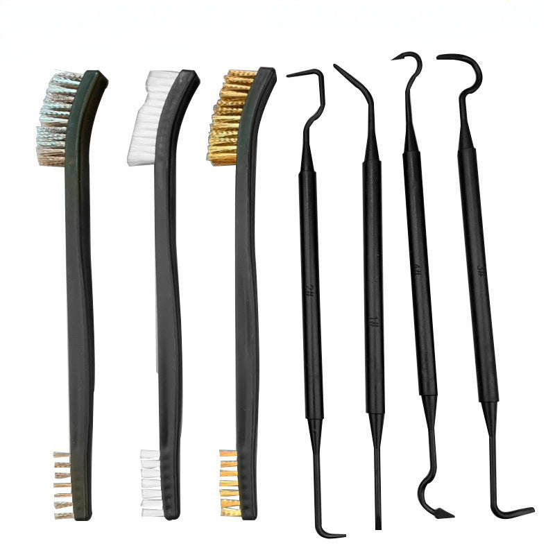 Universal Gun Cleaning Kit with Steel Wire Brushes and Nylon Picks-E