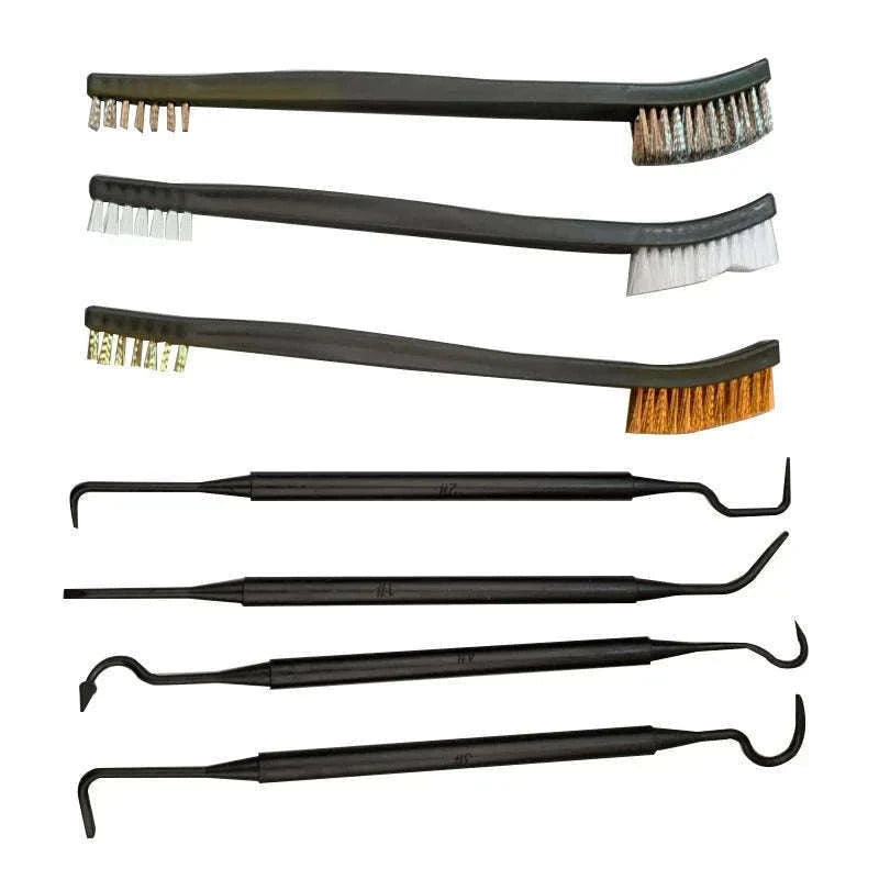 Universal Gun Cleaning Kit with Steel Wire Brushes and Picks-E